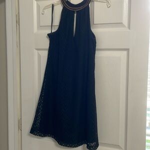 Jessica Simpson Black Lace Halter Dress